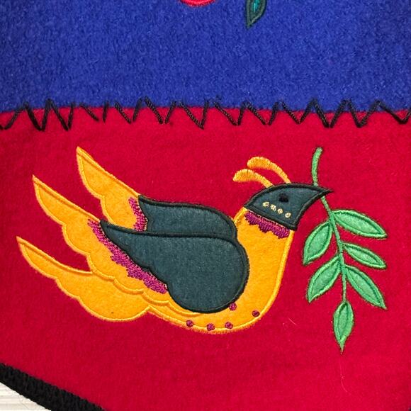 Vintage Boiled Wool Size Large Lisa International Zip Up Christmas Vest - Picture 9 of 10